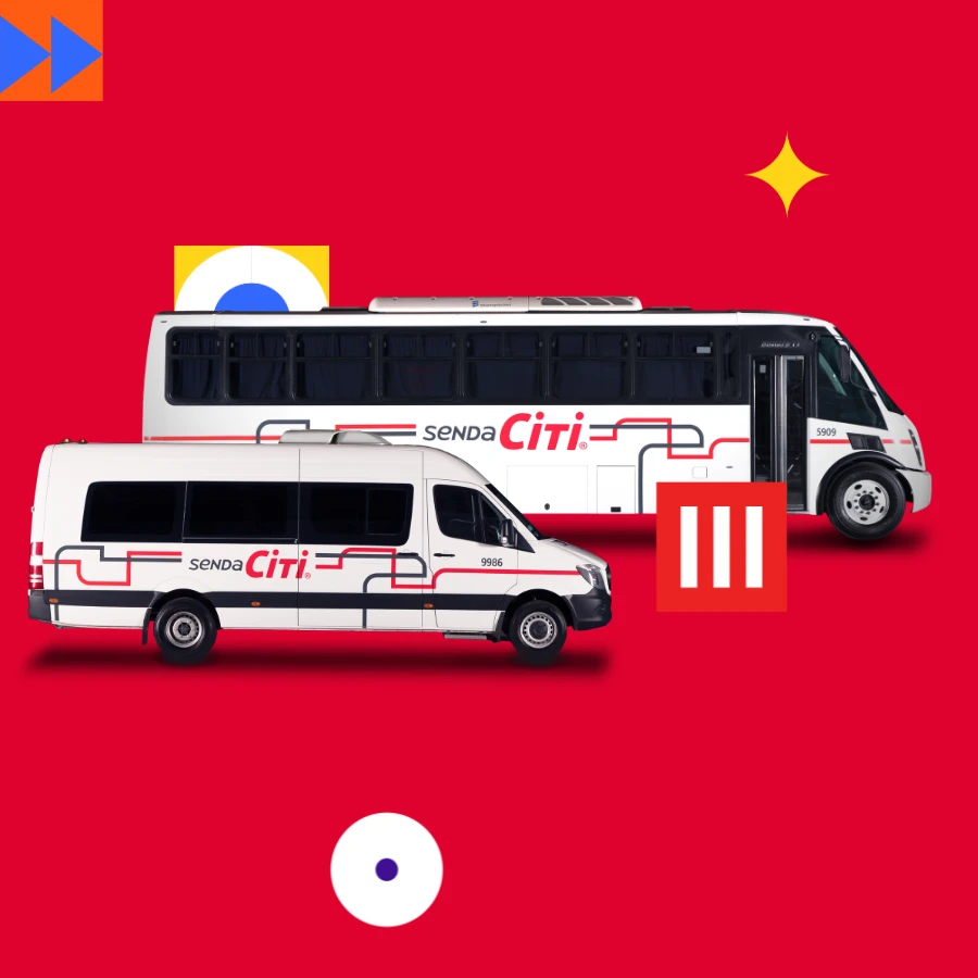 camión Senda Citi y camioneta modelo Sprinter de Senda Citi